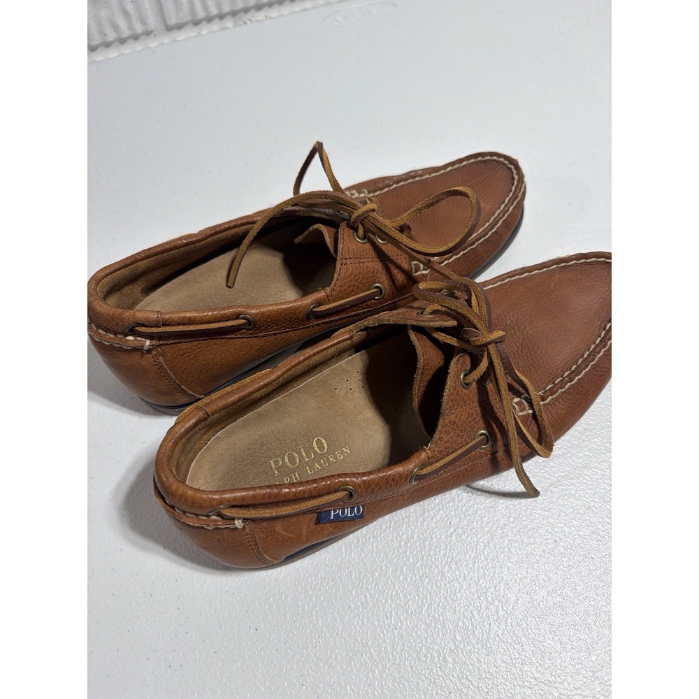 POLO RALPH LAUREN Men's Bienne Leather Boat Shoes Tan US 9 - Picture 2 of 13